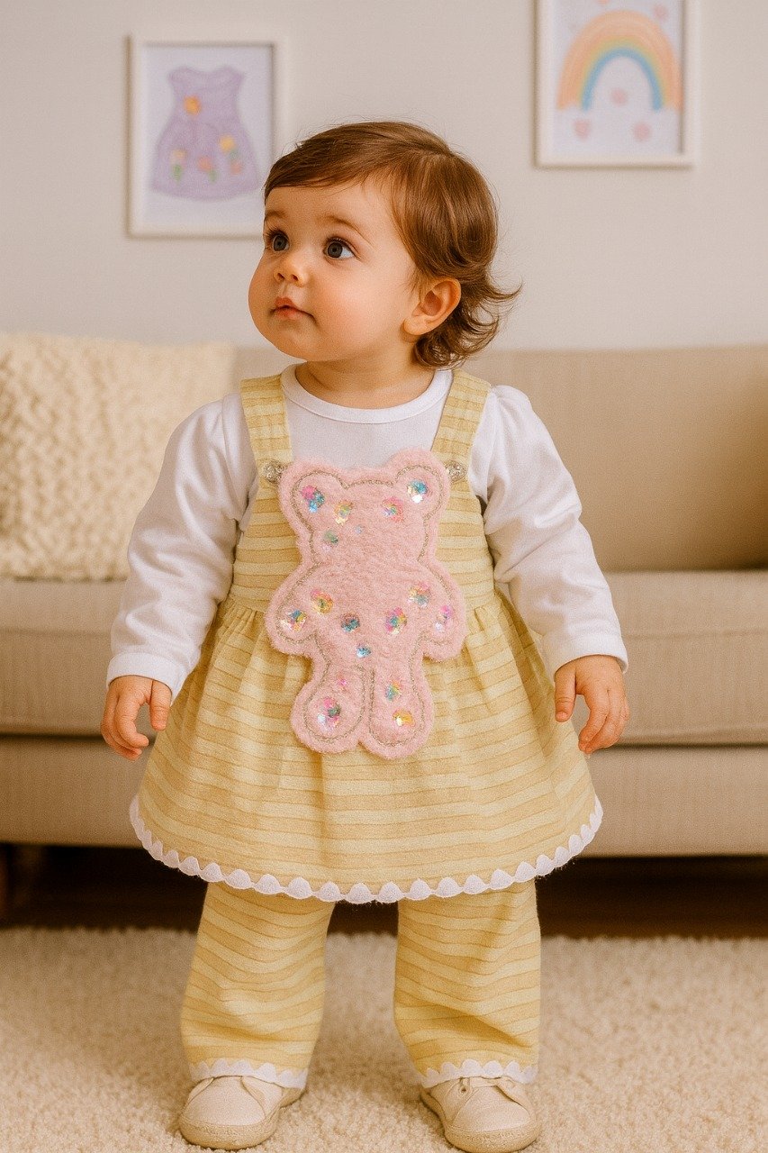 Baby girl 3D bear frock (3months-to-9months) - Image 2