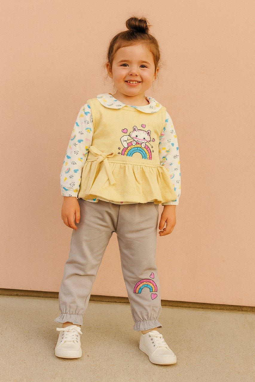 Baby girl 3pc casual pant shirt (3months-to-9mobnths) - Image 2