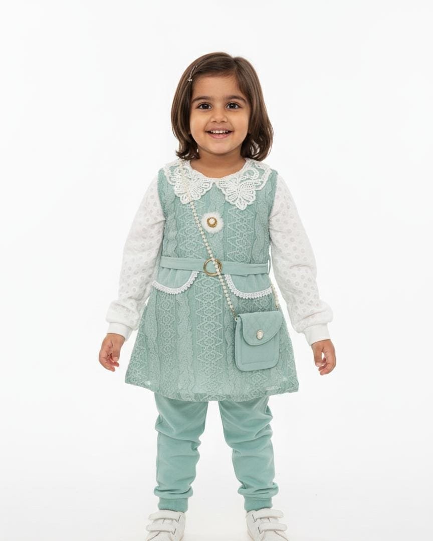 Winter frock dress with cute baby purse - Image 4