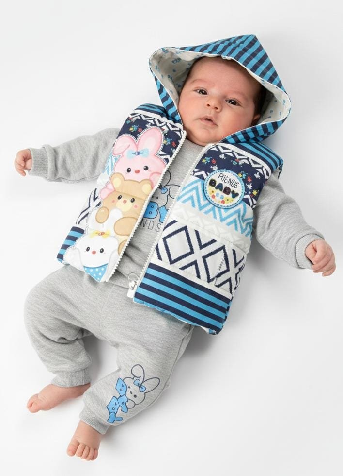 3-pc girls winter dress with puffer jacket (0-to-3 months)