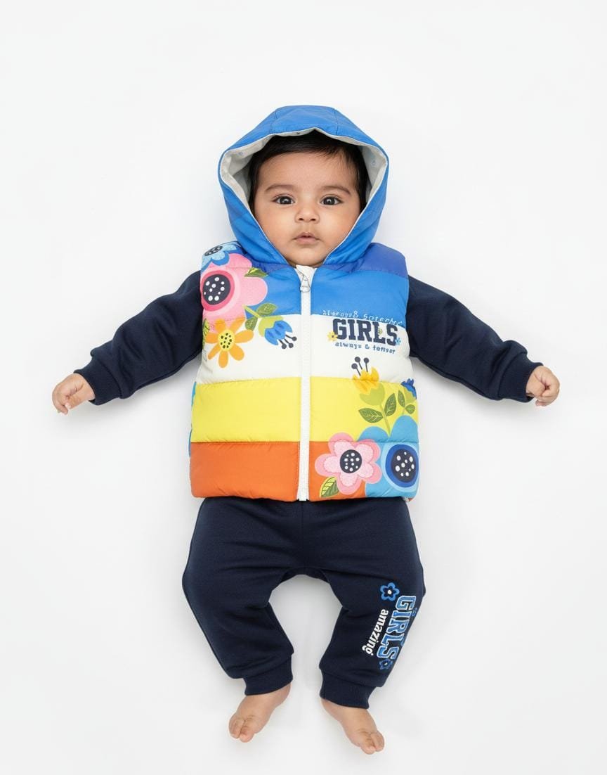 3-pc girls winter dress with puffer jacket (0-to-3 months) - Image 2